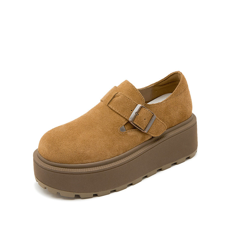 Women's All-inclusive Retro Pumps Platform Height Increasing Genuine Women's Sports Shoes