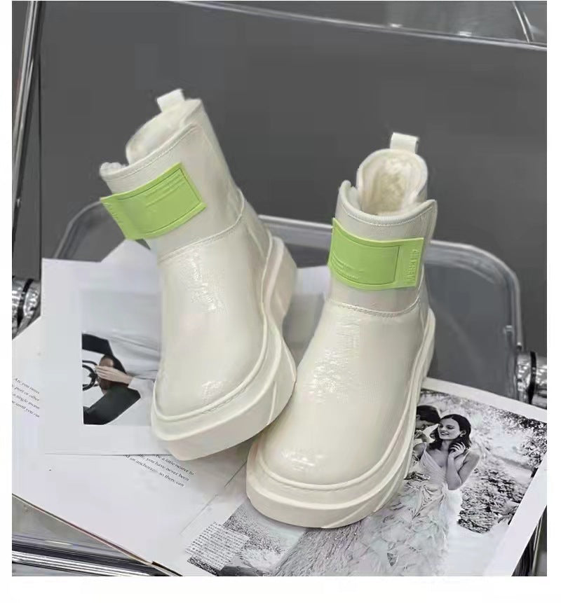 Women's For Winter Glossy Warm Booties Fleece-lined Snow Boots