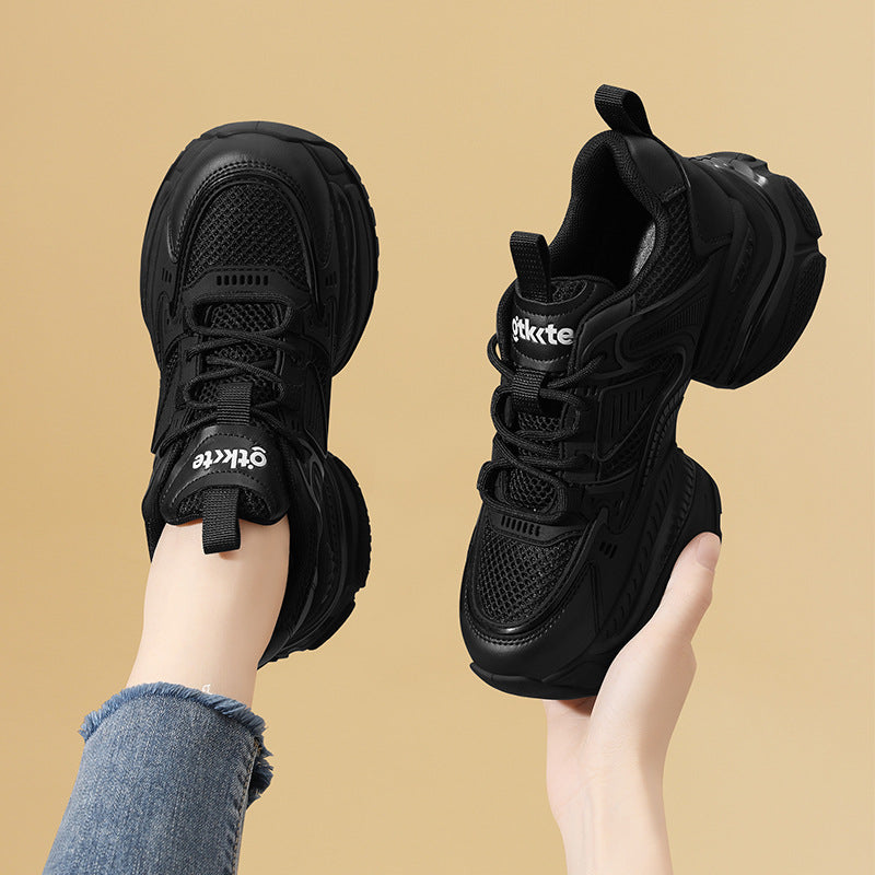 Women's Black Daddy Autumn Platform Muffin Heighten Casual Shoes