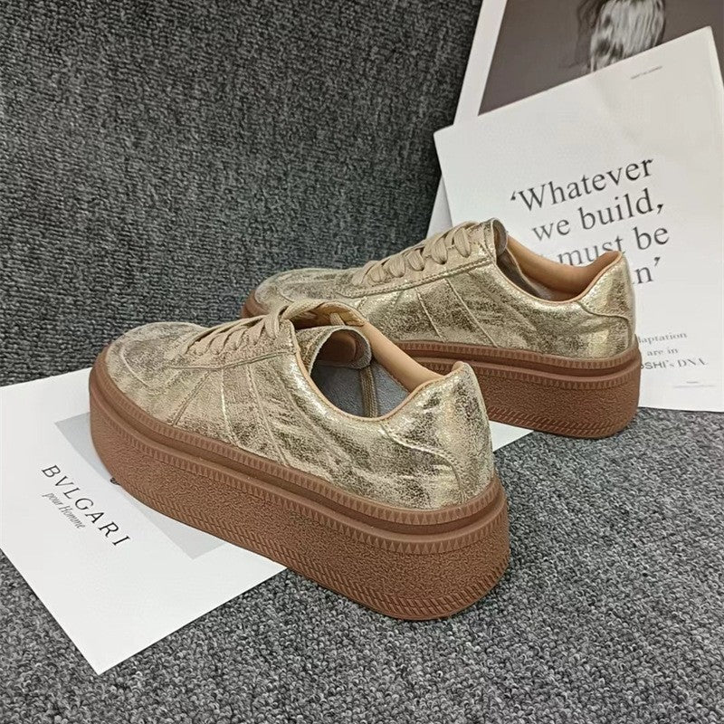Women's Spring Platform Leisure Versatile Fashion Best-selling German Training Golden Sneakers