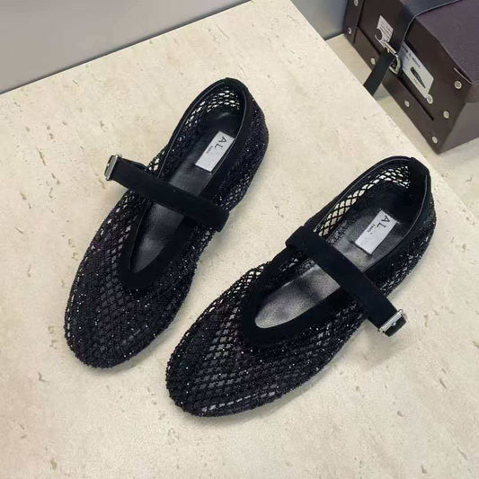 Mary Jane Female Galaxy Stars Fishnet Women's Casual Shoes