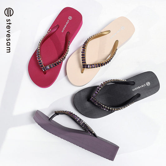 Women's Crystal Flip-flops Personalized Diamond Chunky Fairy Slippers
