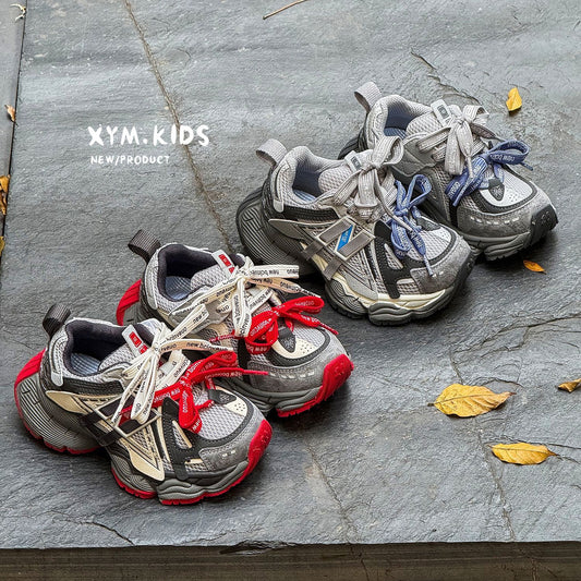 Children's Spring Fashion Trend Word Double Mesh Children's Sports Shoes