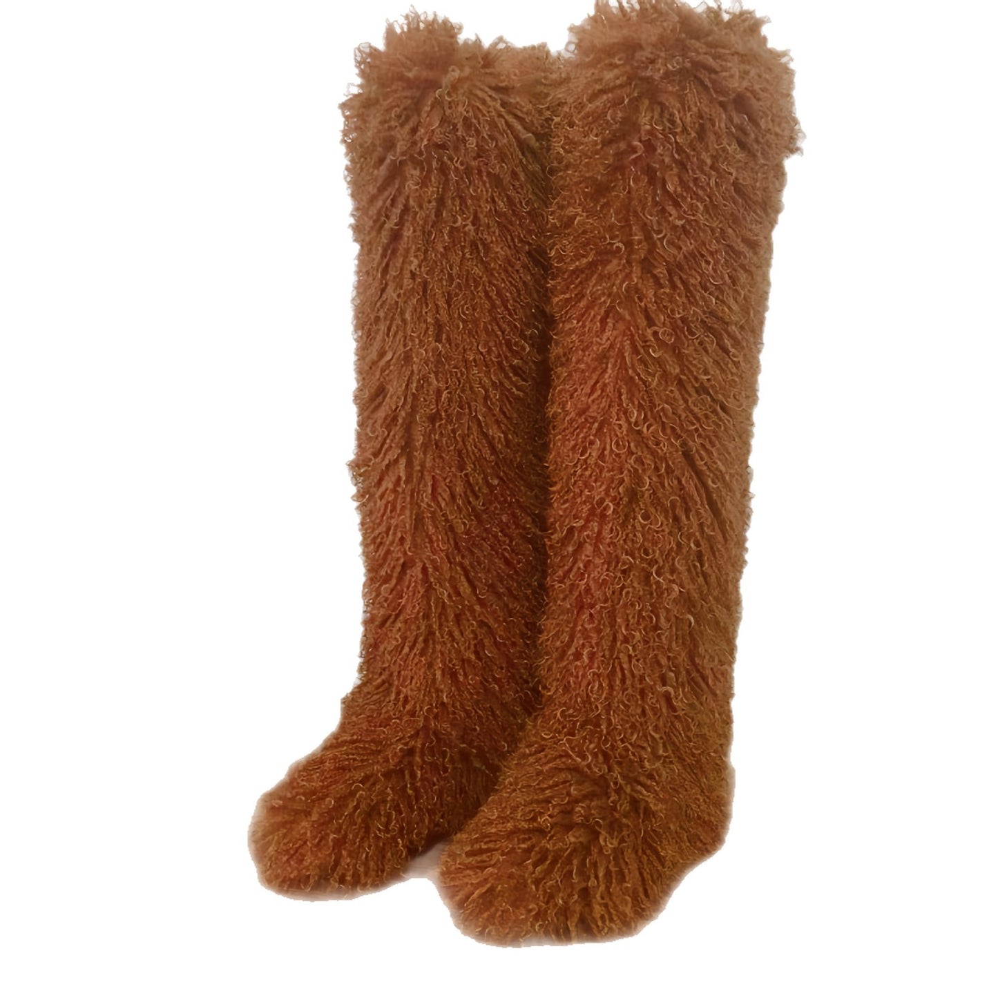 High Imitated Tibet Sheep Fur Thigh Height Over The Snow Boots