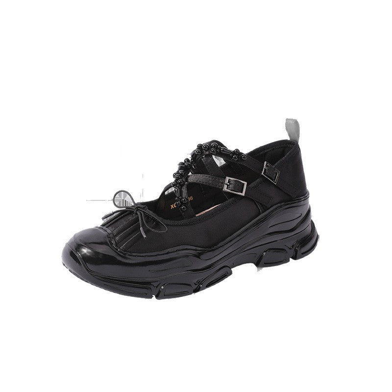 Women's Niche Retro Platform Ballet Bowknot Mary Women's Casual Shoes