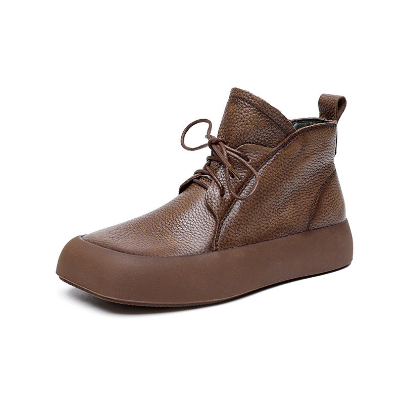 Women's Square Toe Martin Short Fashion Lychee Boots