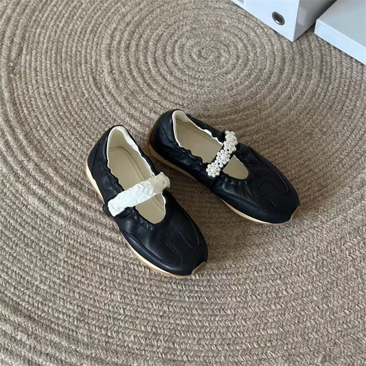 Women's Dong Pearl Ballet Velcro Height Increasing Women's Shoes