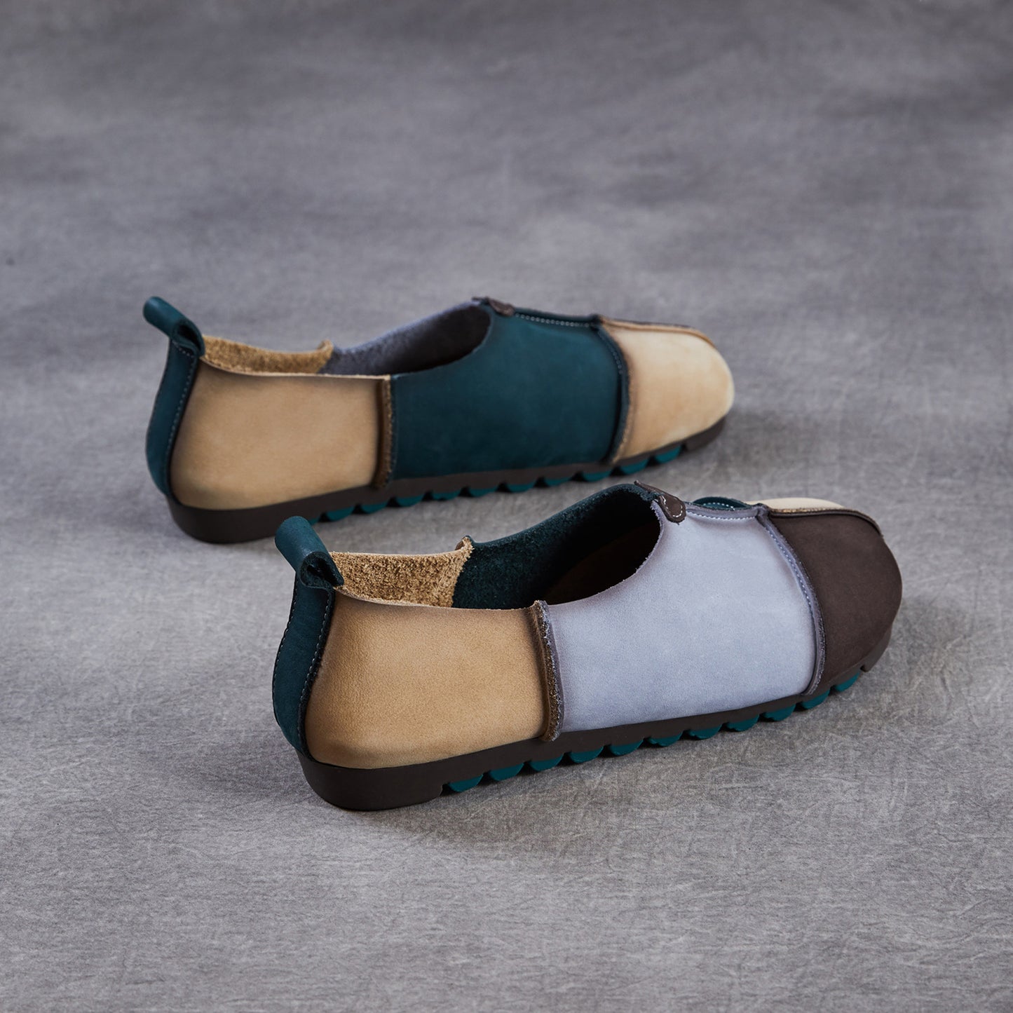 Women's First Layer Contrast Color Pumps Spring Stitching Beggar Soft Bottom Women's Casual Shoes