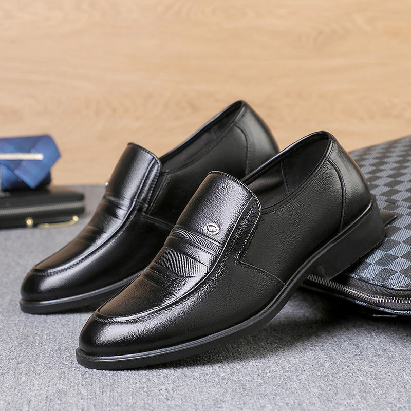 Men's Spring Genuine Business Formal Wear Slip-on Leather Shoes