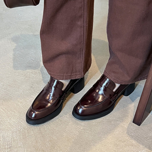 Women's High Pumps Round Toe Commuter Chunky Loafers