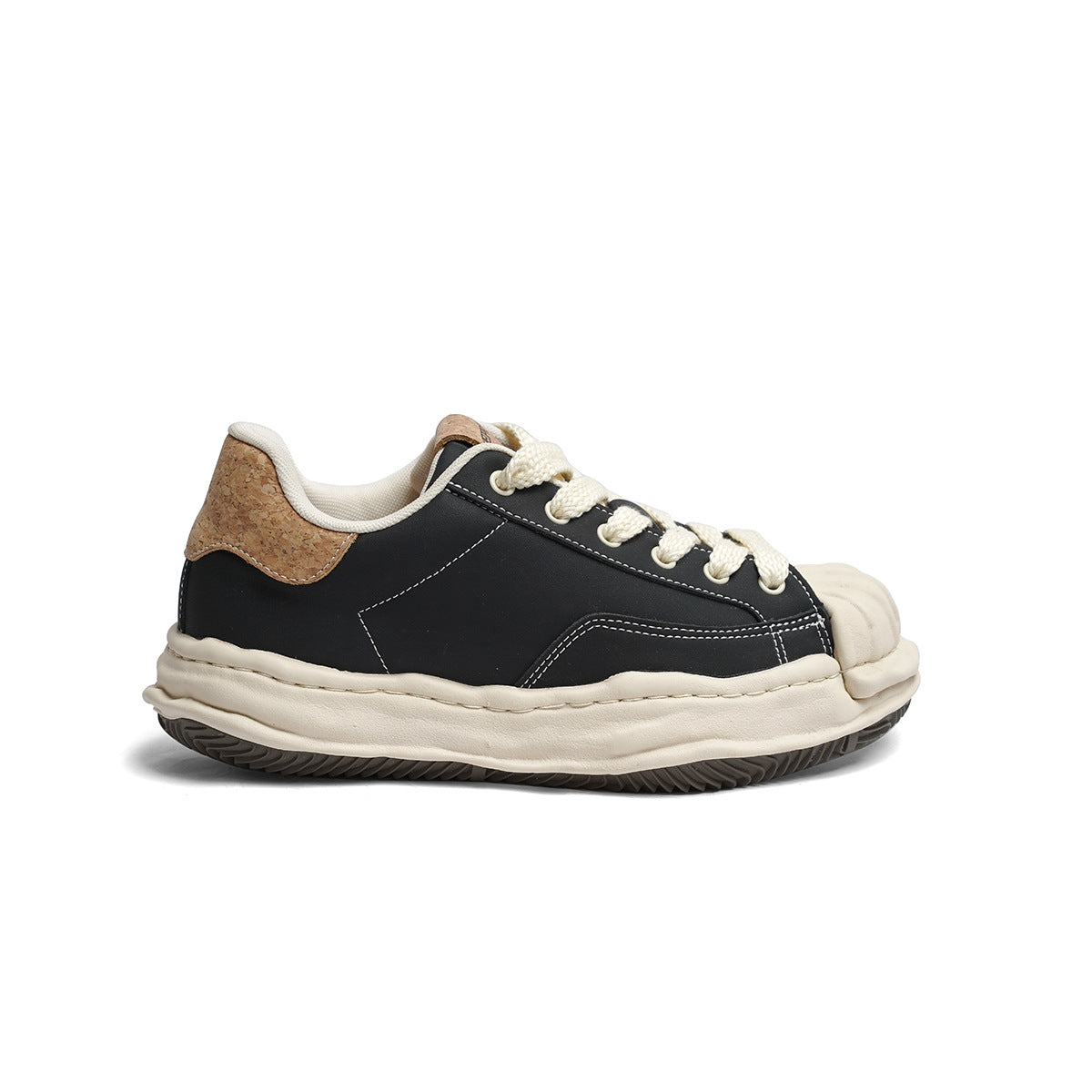 Women's & Men's Shell Toe Dissoed Niche Patchwork Retro White Thick Sole Height Sneakers
