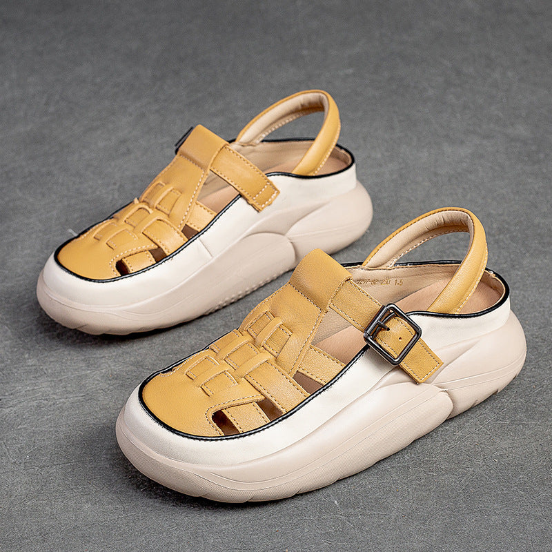 Women's Bread Bottom Hollow Hole Buckle Breathable Sandals