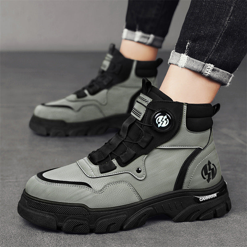 Men's Fashionable Rotating Button Slip-on Outdoor Sports Boots