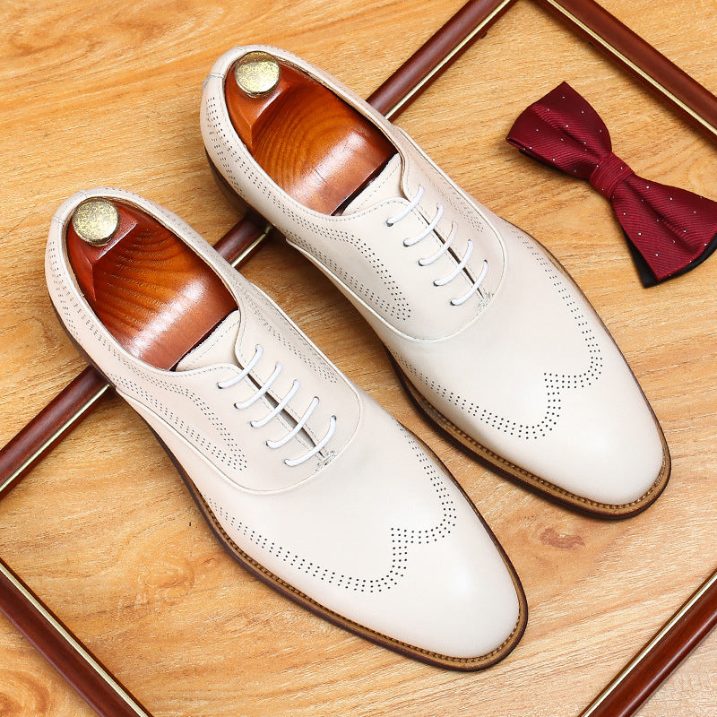 Men's Korean Formal Wear British White Fashion Men's Business Leather Shoes