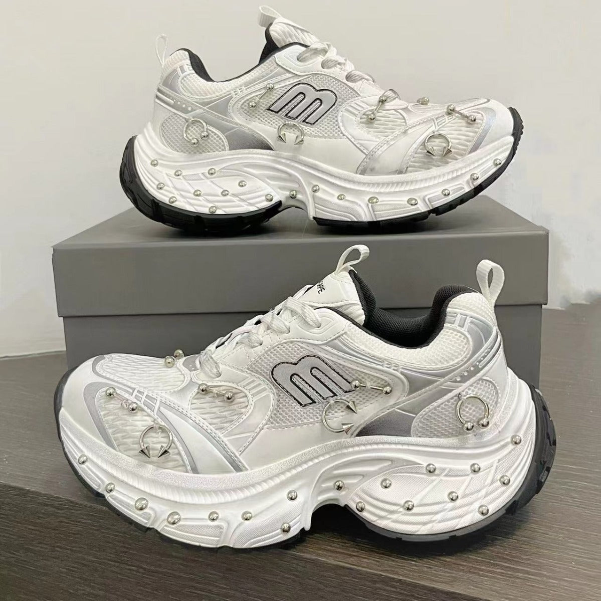Women's Dad Rivet Model Style Platform Height Increasing Couple Women's Sports Shoes