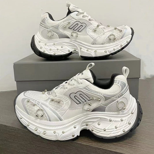 Women's Dad Rivet Model Style Platform Height Increasing Couple Women's Sports Shoes
