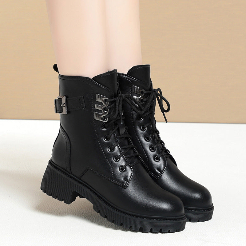 Women's Short Genuine Soft Bottom Winter With Veet Platform Fur Women's Leather Boots