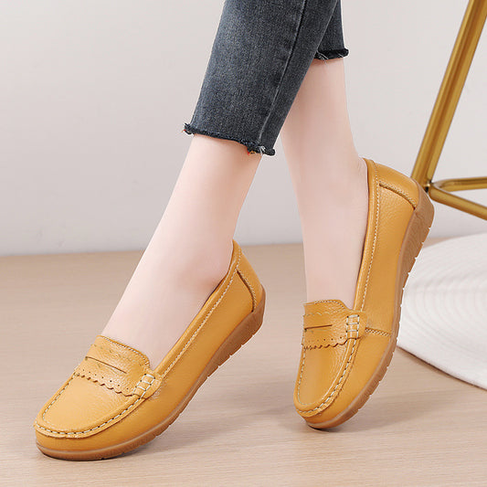 Women's Nurse Flat-heeled Beef Tendon Large Size Casual Shoes