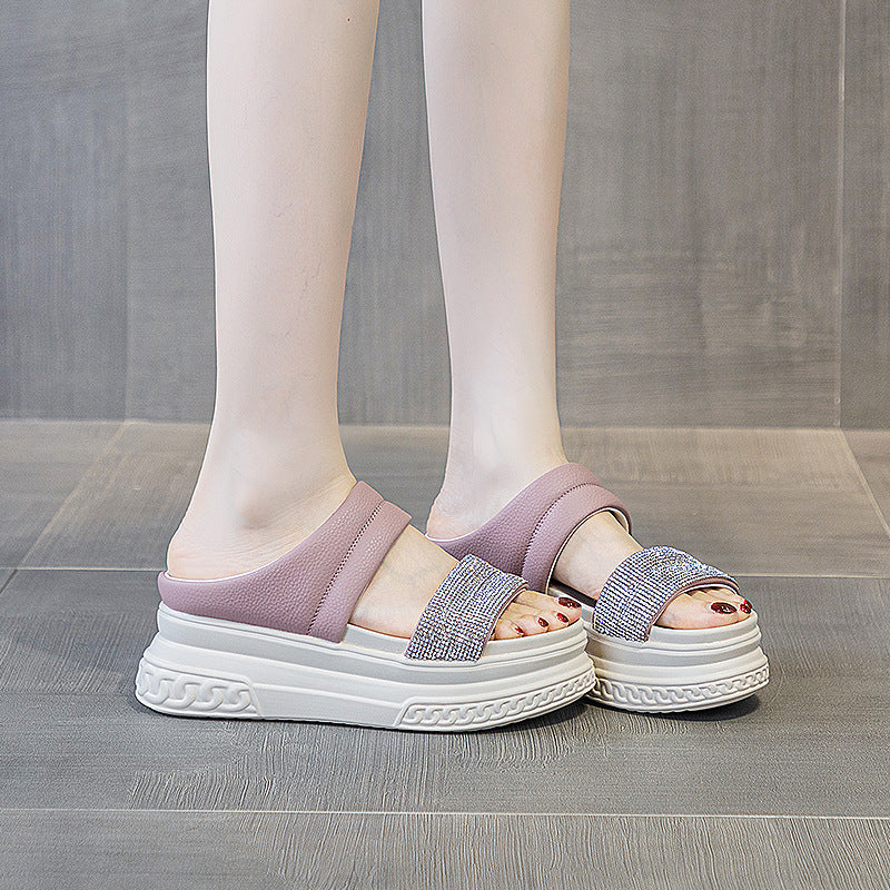 Women's One-line Rhinestone Simple Fashion Korean Style Sandals