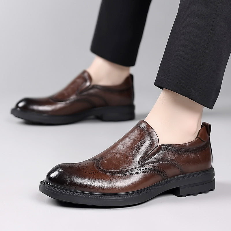 Men's Autumn Brogue Formal Business One Pedal Leather Shoes