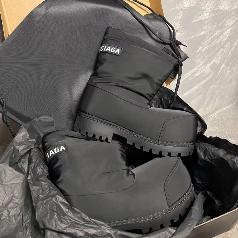 Women's Head Winter Waterproof Drawstring Thick Bottom Boots