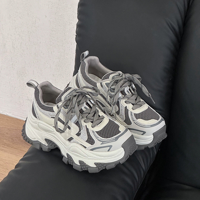 Women's Thick-soled Dad Autumn Genuine Breathable Small Height Sneakers