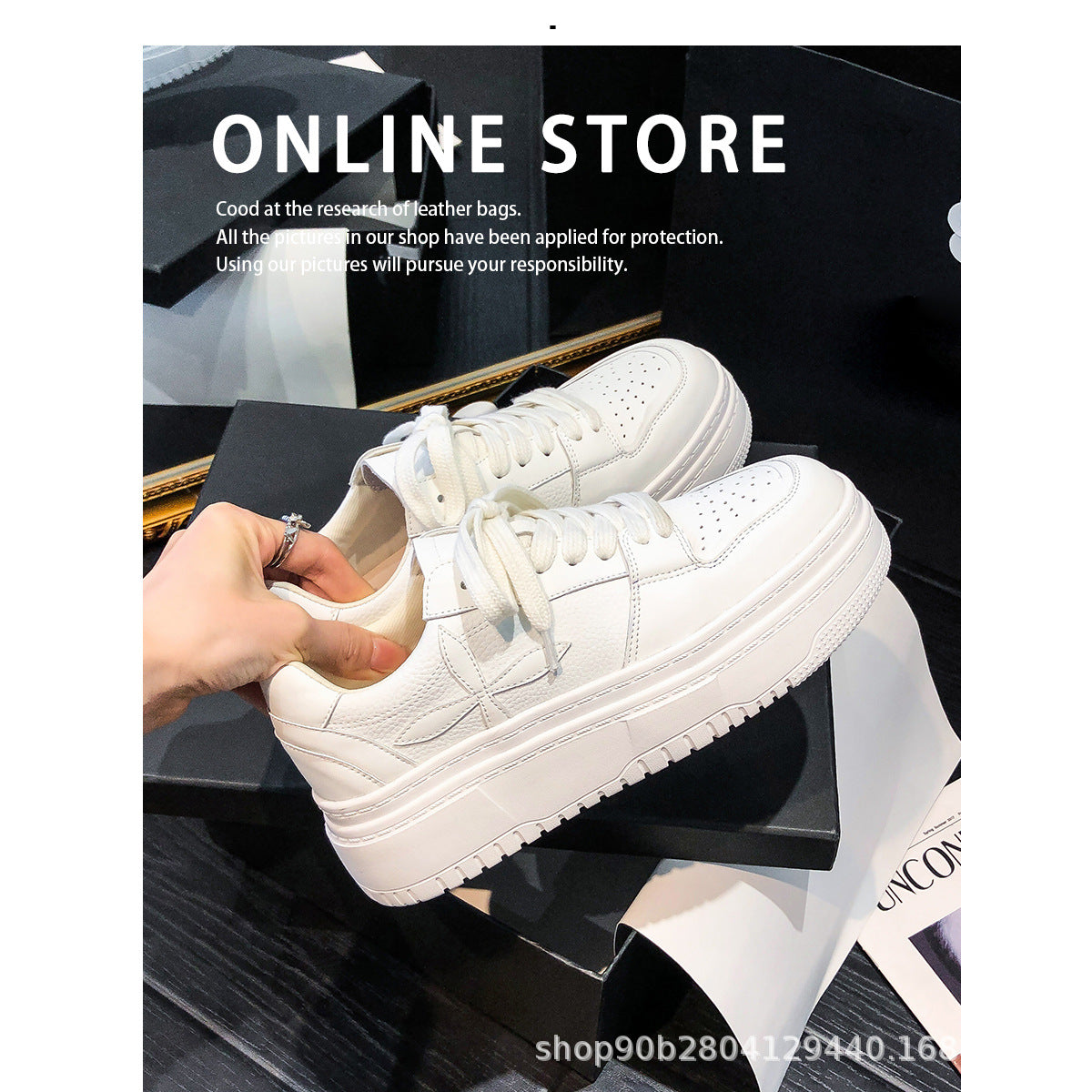 Women's Hidden White Thick-soled Short People's Platform Bread Heels
