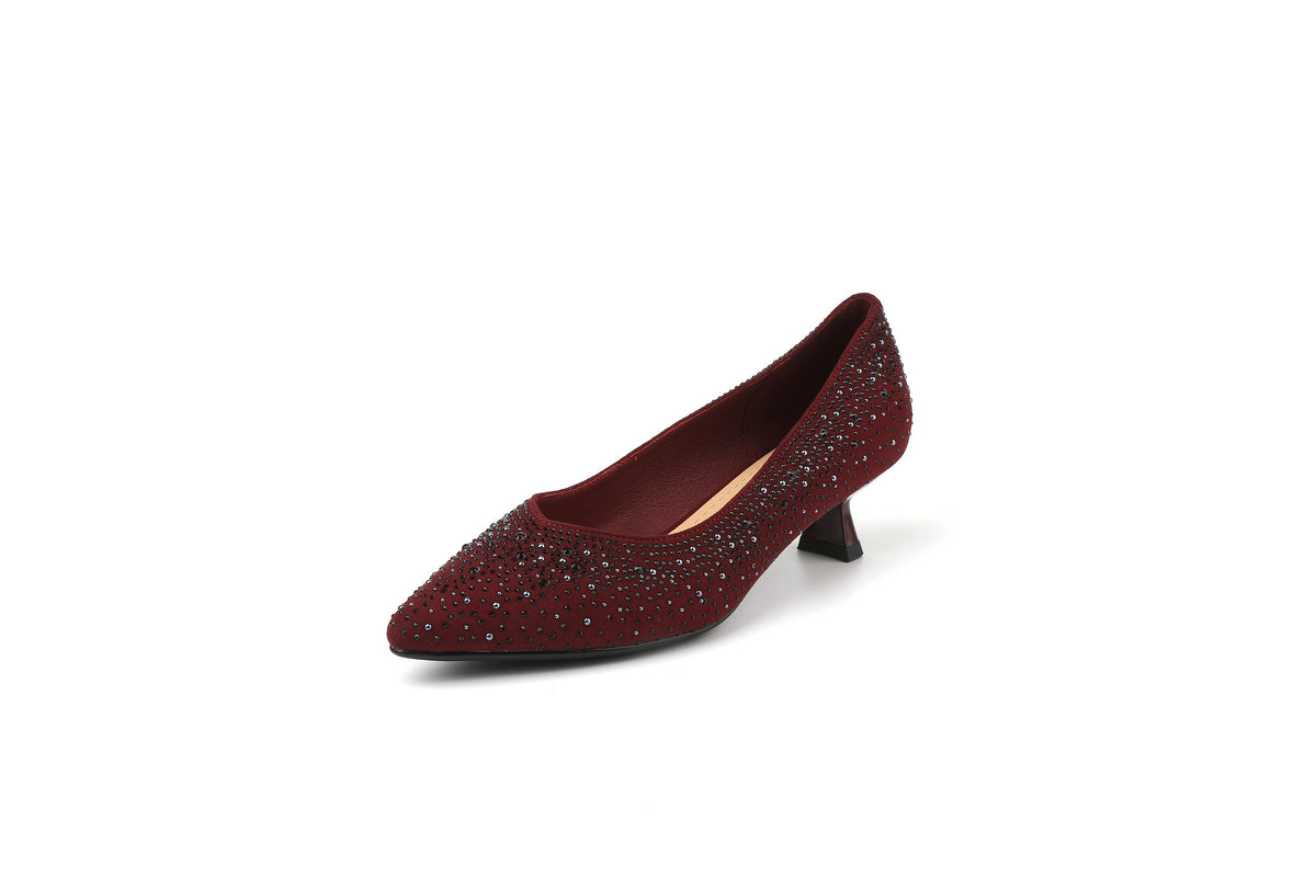 Women's Kitten Hot Rhinestone Low-cut High Comfortable Women's Fashion Shoes
