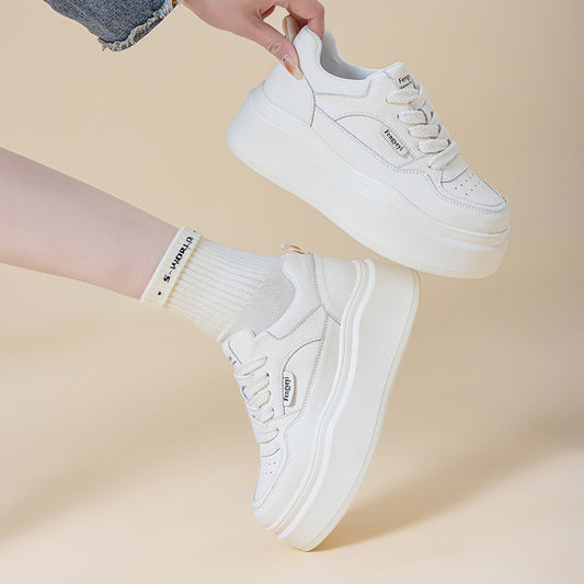 Women's Platform Muffin Spring Versatile Sports White Casual Shoes