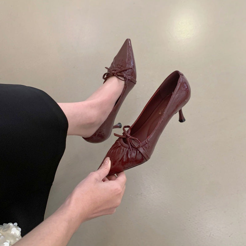 French Style Stiletto Low-cut Pointed Toe Western Women's Fashion Shoes