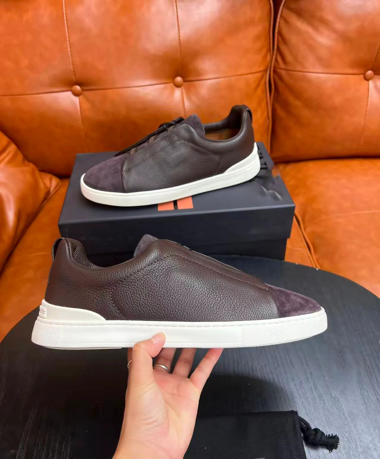 Women's & Men's Cover Flat Solid Color Suede High-cut Sneakers