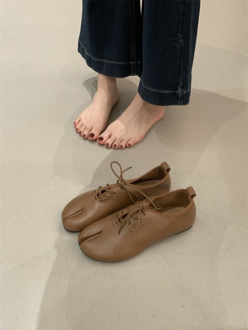 Women's Round Toe Trotter Split Flats Spring Minimalist Women's Fashion Shoes