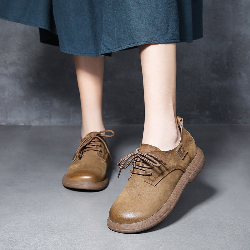Layer Cowhide Light Bottom Front Outdoor Fashion Trend Ladies Soft Leather Shoes