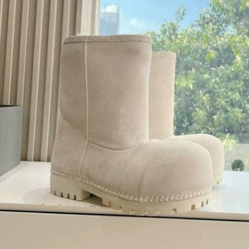 Women's & Men's Ugly Cute Big Head Thick Sole Increased Middle Fleece Snow Boots
