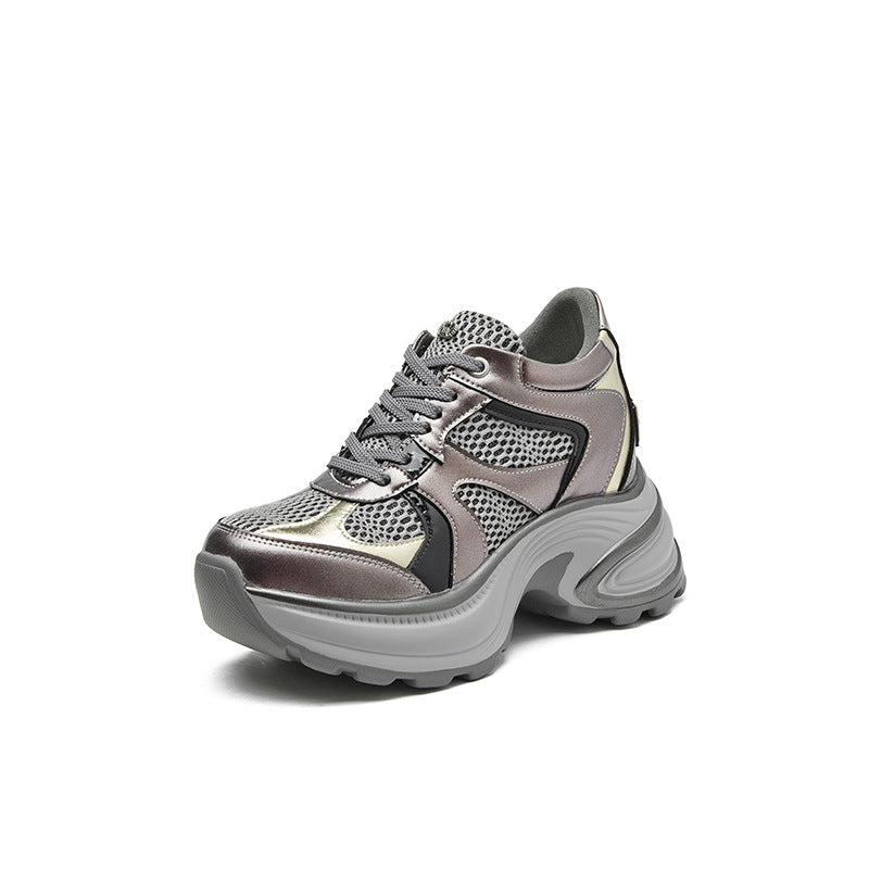 Women's Bottom Height Increasing Insole Mesh Stitching Wind Dad Women's Shoes