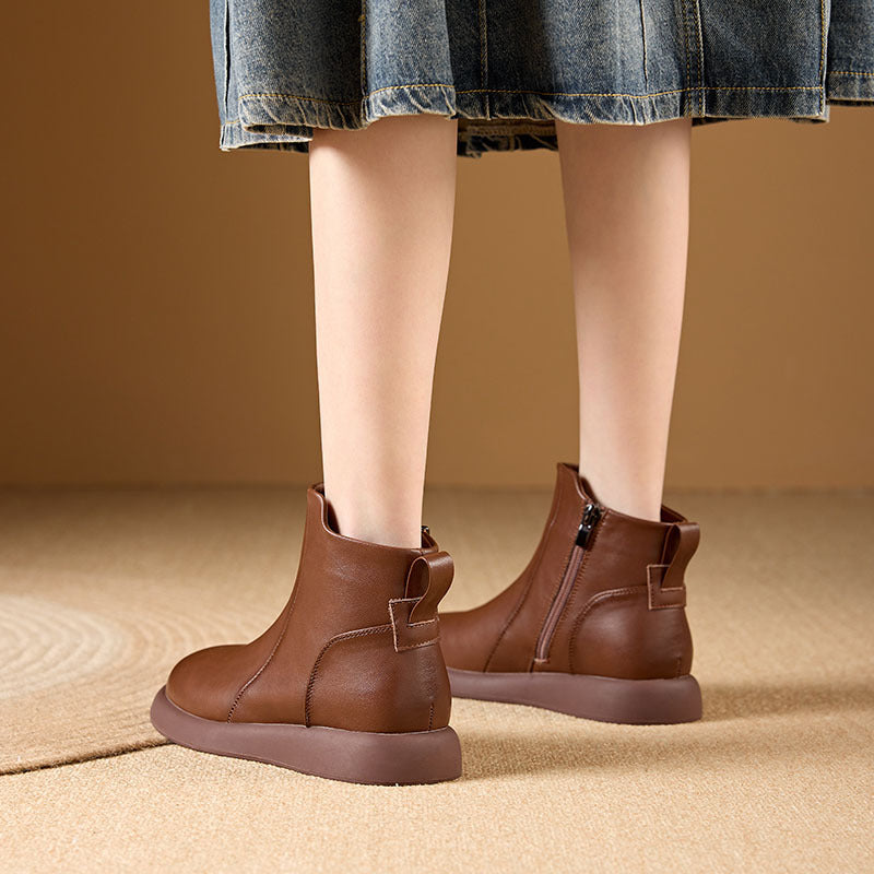Women's Flat Martin Live Genuine Booties Women's Leather Boots