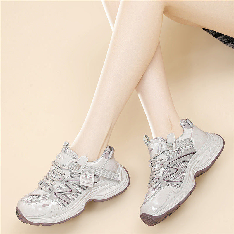 Women's Bottom Height Increasing Spring Mesh Breathable Women's Sports Shoes
