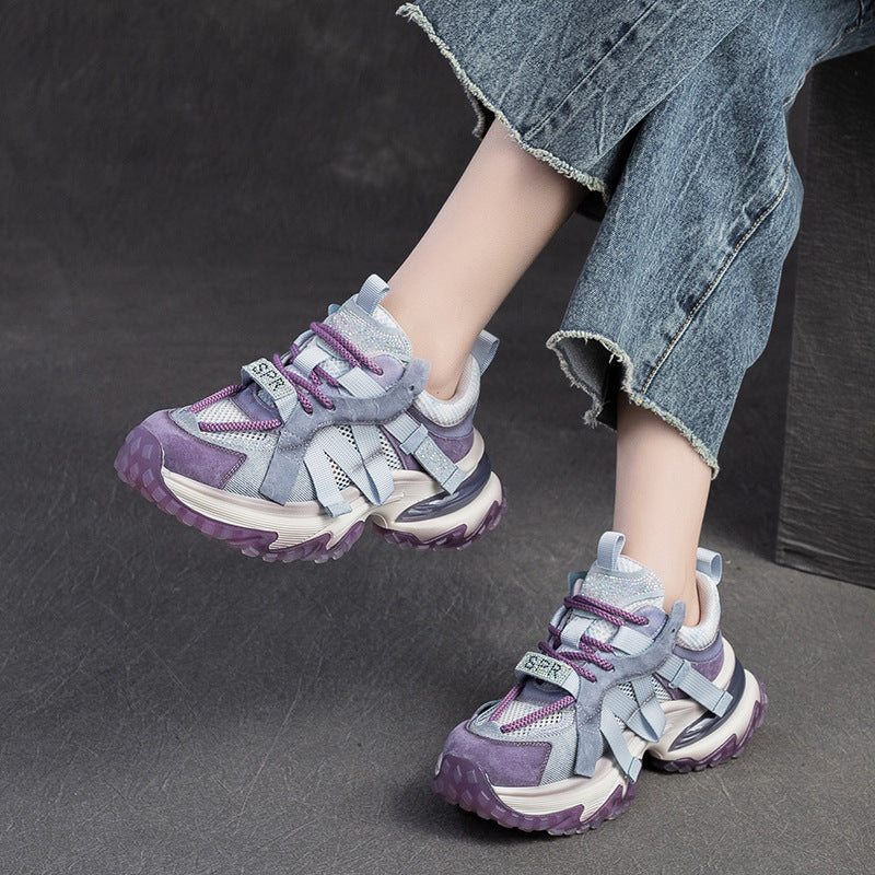 Women's Matching Light Diamond Breathable Mesh Dad Niche Style Affordable Casual Shoes