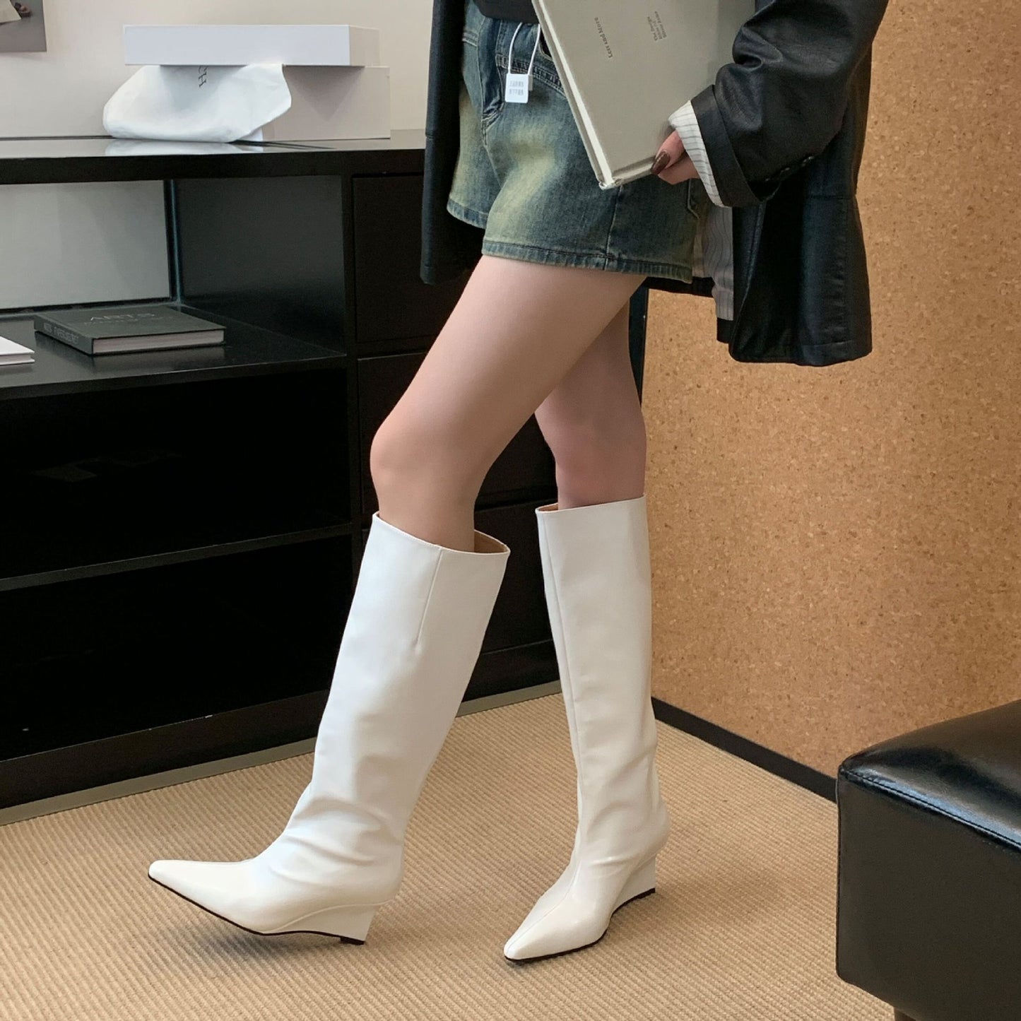 High Female Retro Chunky Hot With Skirt Heels