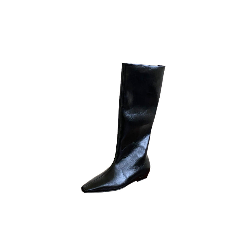 Women's Toe Wedge Height Increasing Insole Temperament Slimming French Fashion Sexy Women's Leather Boots