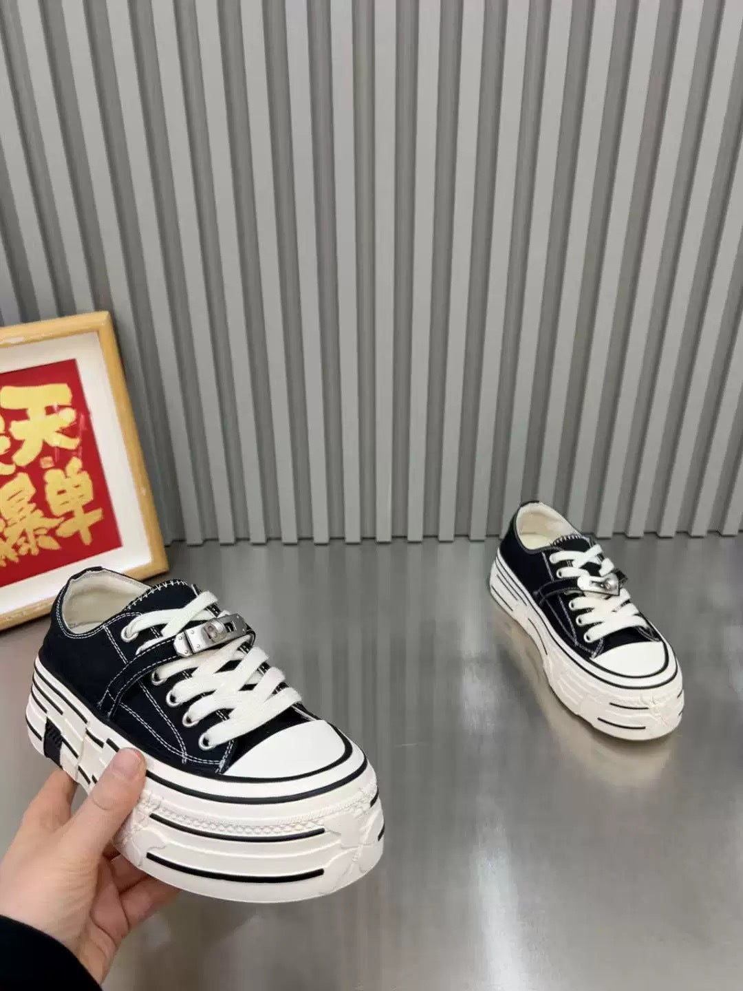 Korean Style Platform Western Versatile Elevator Women's Canvas Shoes