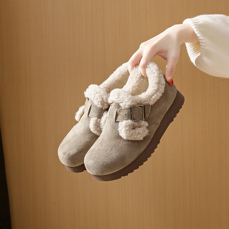 Fleece-lined Korean Style Schoolgirl Warm Keeping Casual Shoes