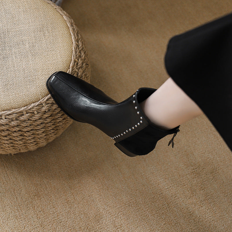 Women's Wear Soft Square Toe Rivet Chelsea Boots