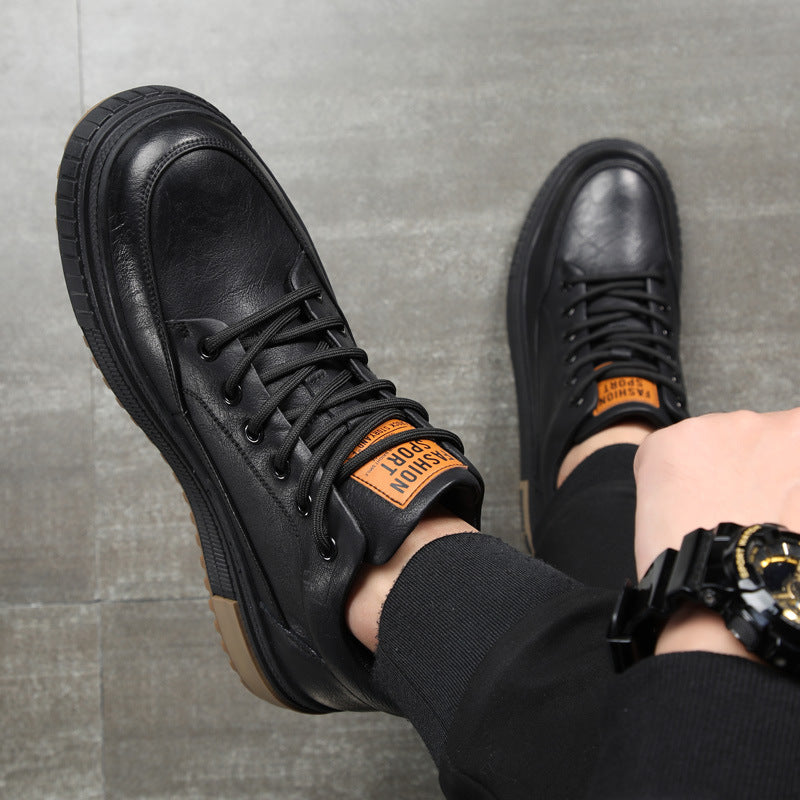 Men's Bottom British Style Hidden Elevator Board Leather Shoes