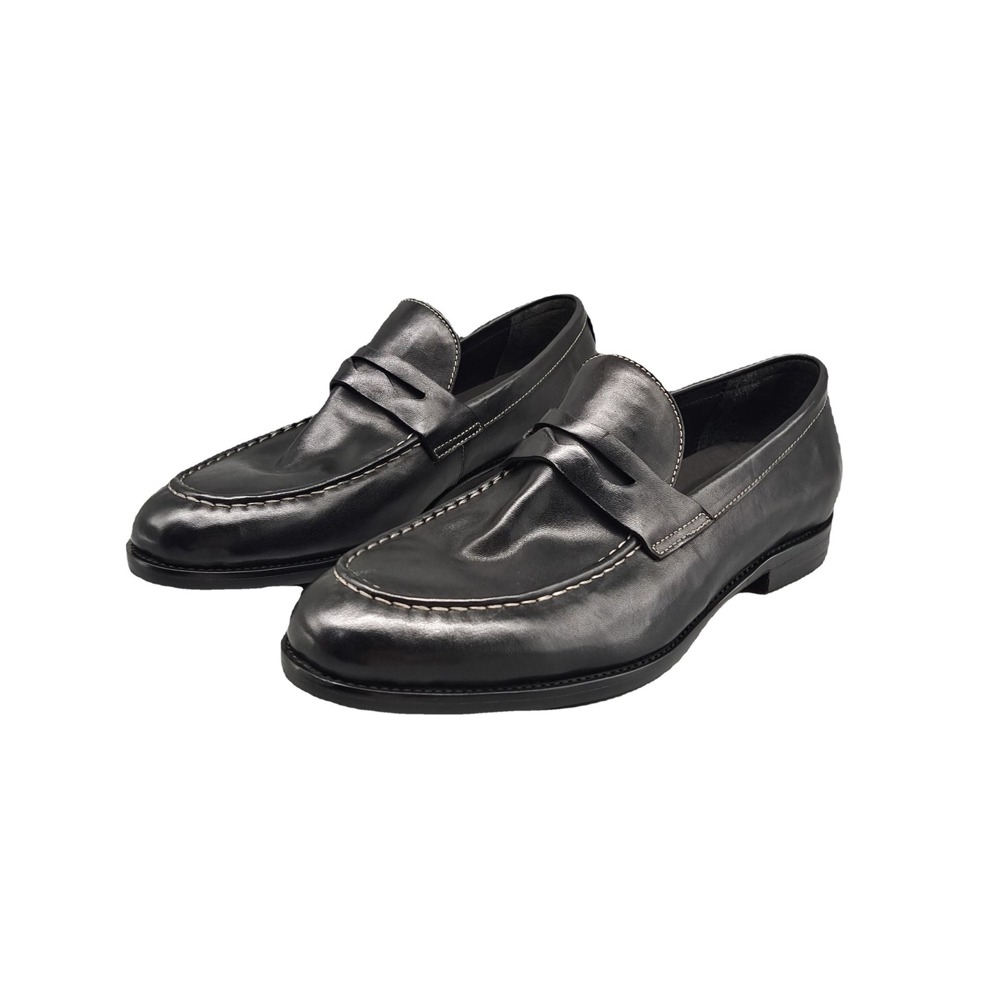 Men's Washed-out Vintage Process Slip-on Horsehide Small Loafers/doug Shoes