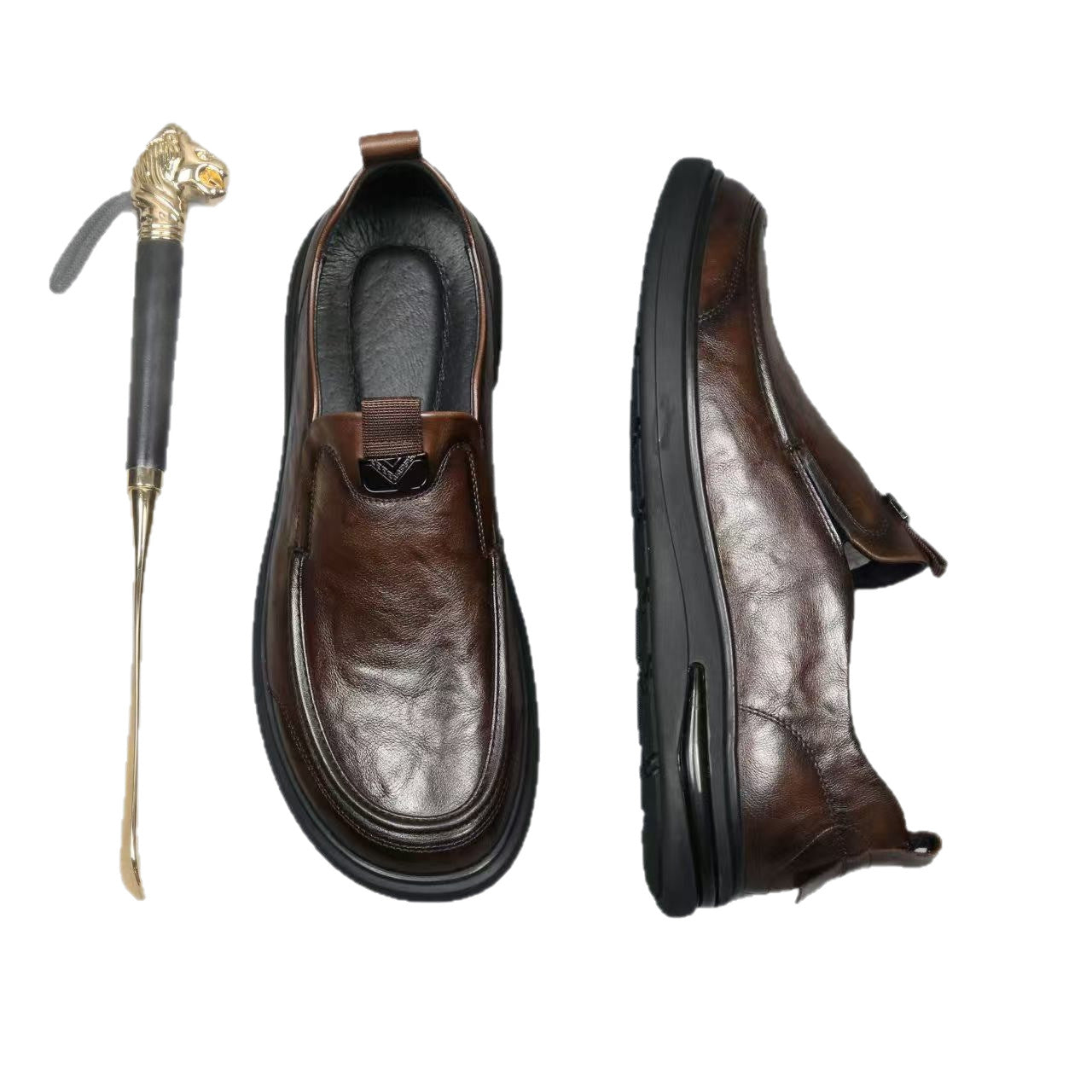 Men's Autumn First Layer Cowhide Business Cover Platform Men's Shoes