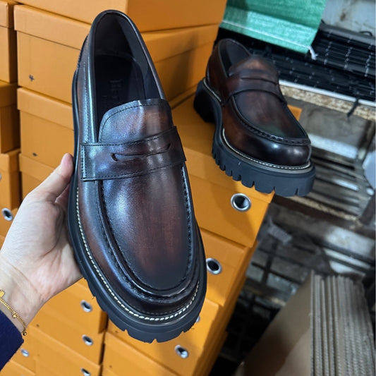 Men's Nigeria Genuine Trendy Wild Flat Break Loafers/doug Shoes
