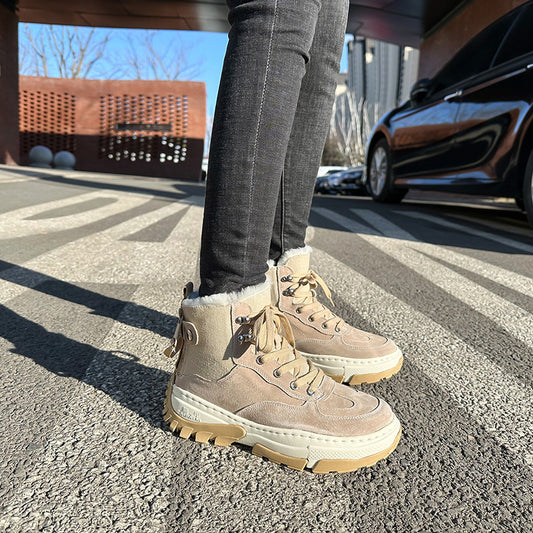 Women's Thickened Fleece-lined Winter Flat Short Big Snow Boots