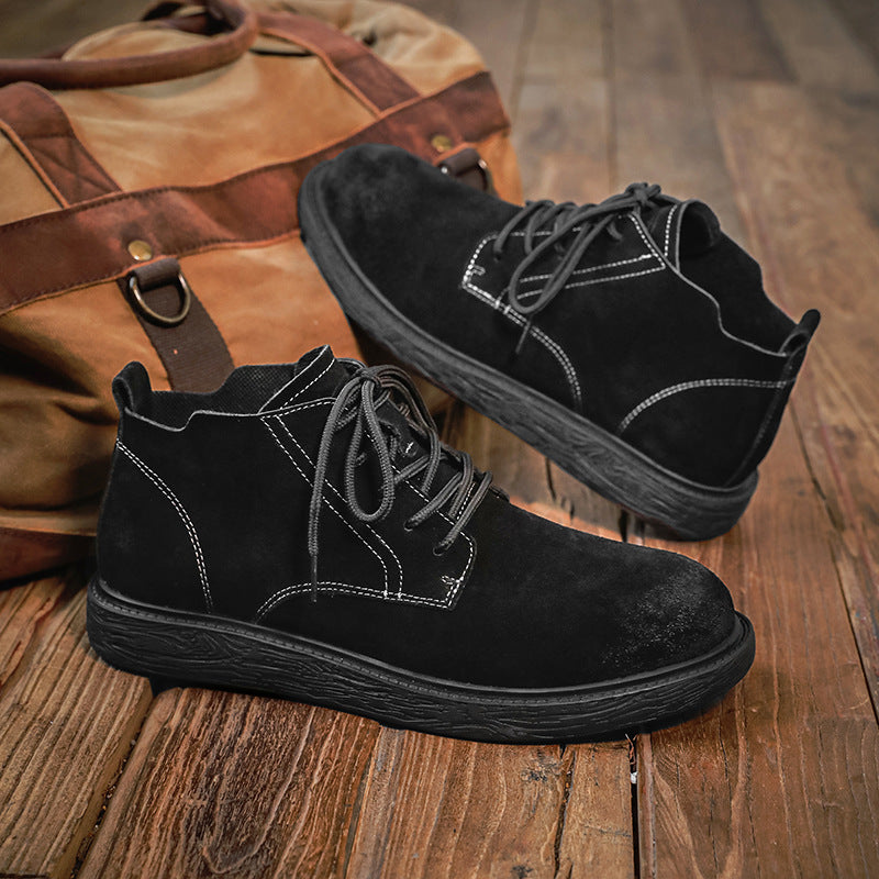 Men's Autumn Martin Trendy Black Breathable Suede Boots