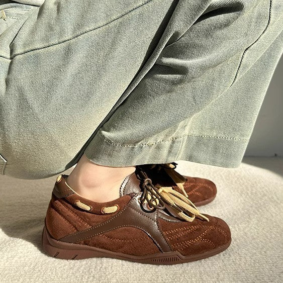 Women's Cowhide Version Contrast Color Functional Wind Training Flat Women's Casual Shoes